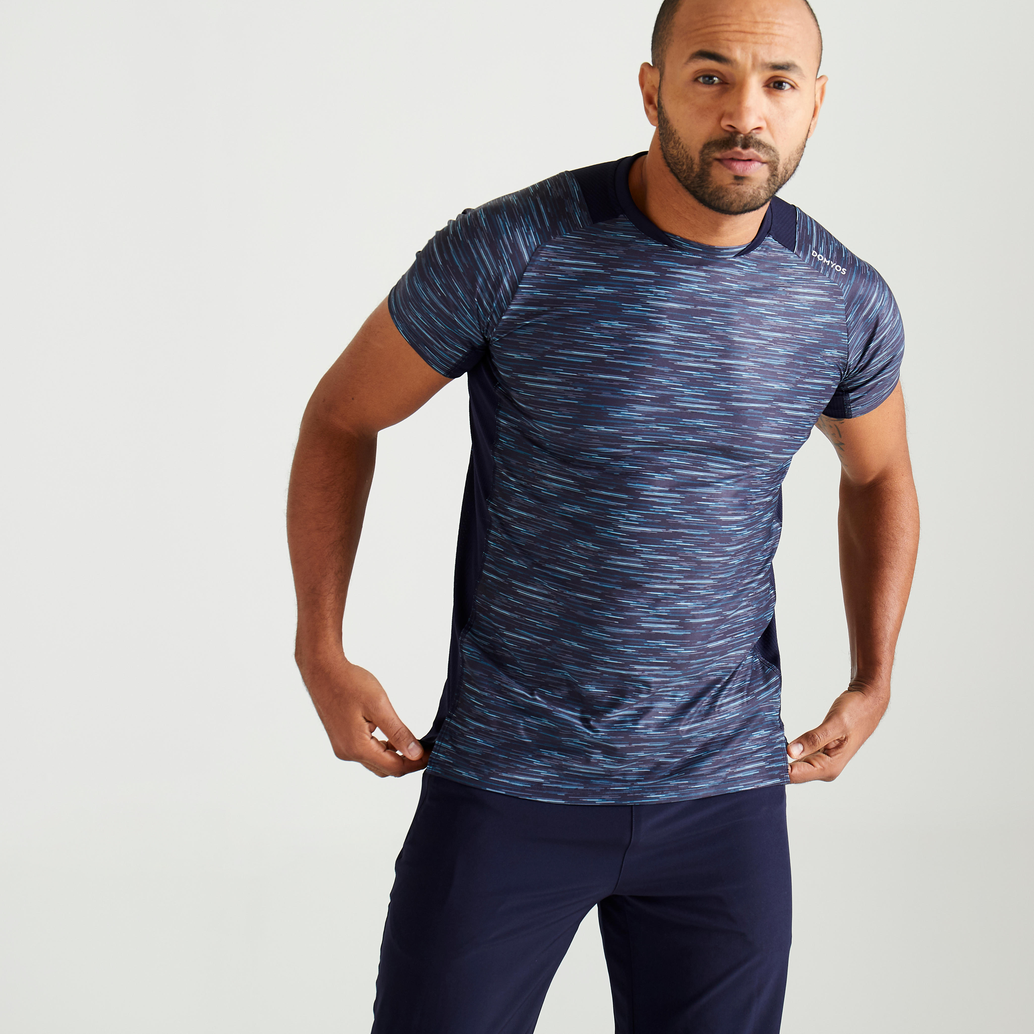 

Men's Regular Mesh Back Fitness T-Shirt - Mottled Blue -  By DOMYOS | Decathlon