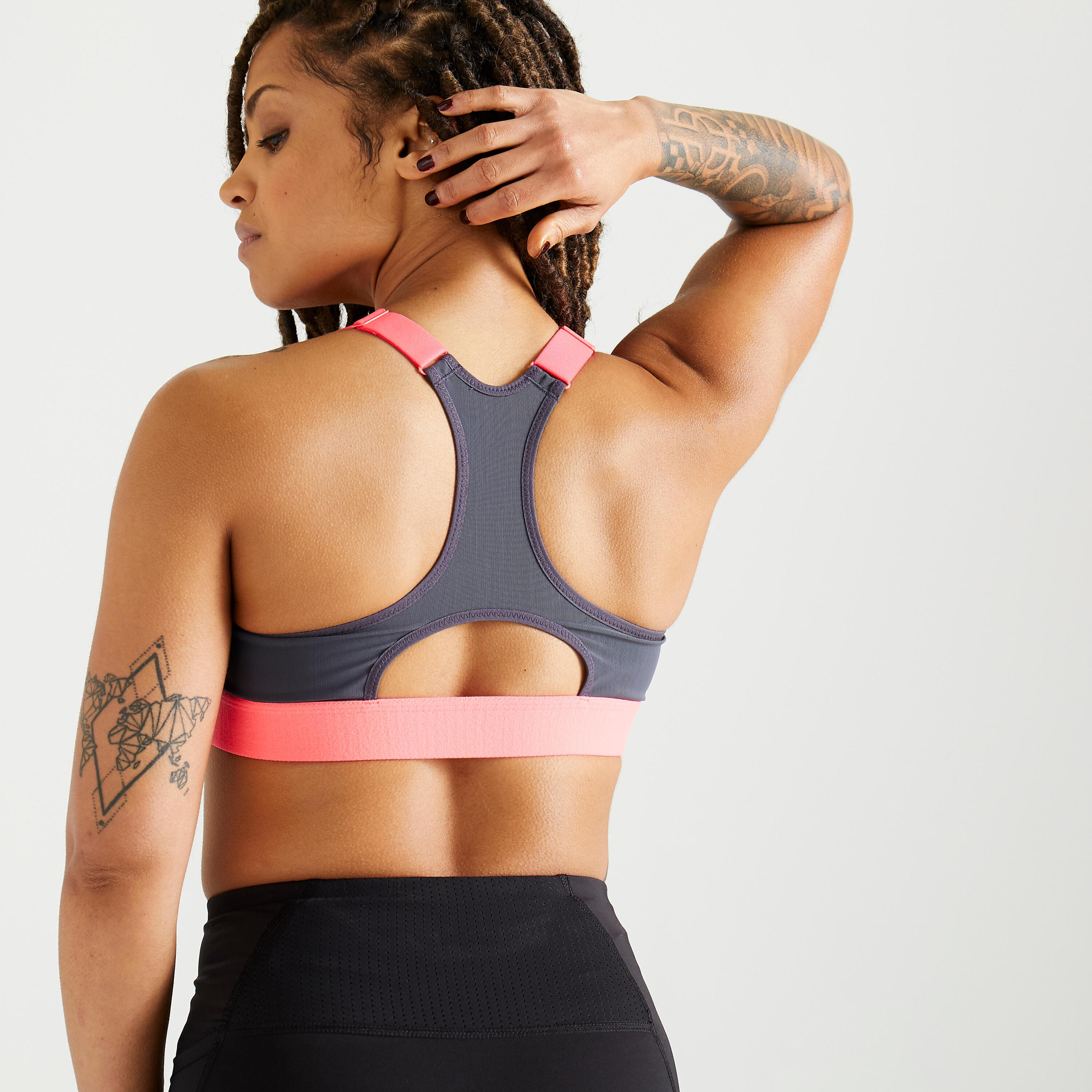 Women's Fitness Cardio Training Zip-Up Sports Bra 900 - Floral Print 3/7