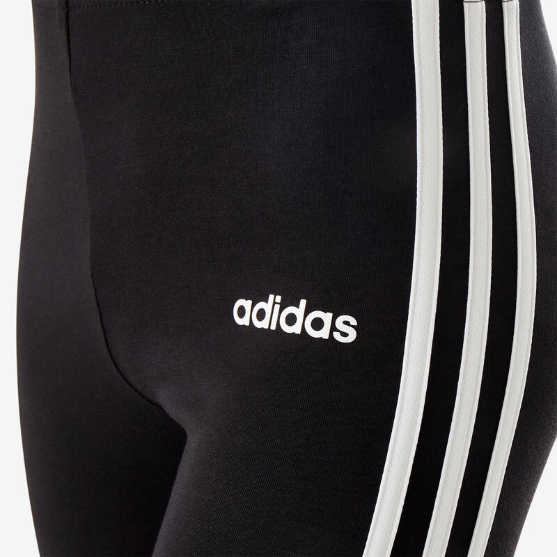 Mallas Leggings niña adidas negro con 3 franjas blancas