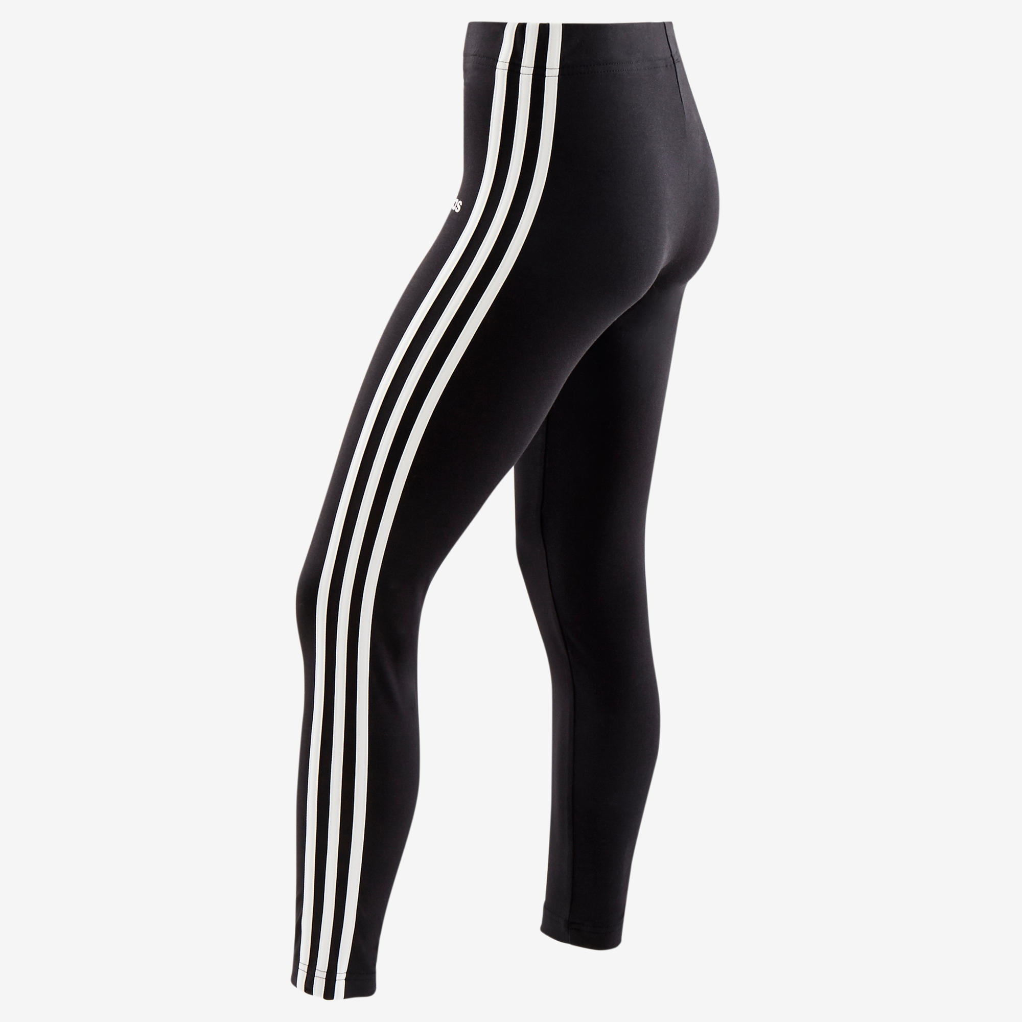 ADIDAS Legging voor meisjes zwart met 3 witte strepen opzij | Decathlon