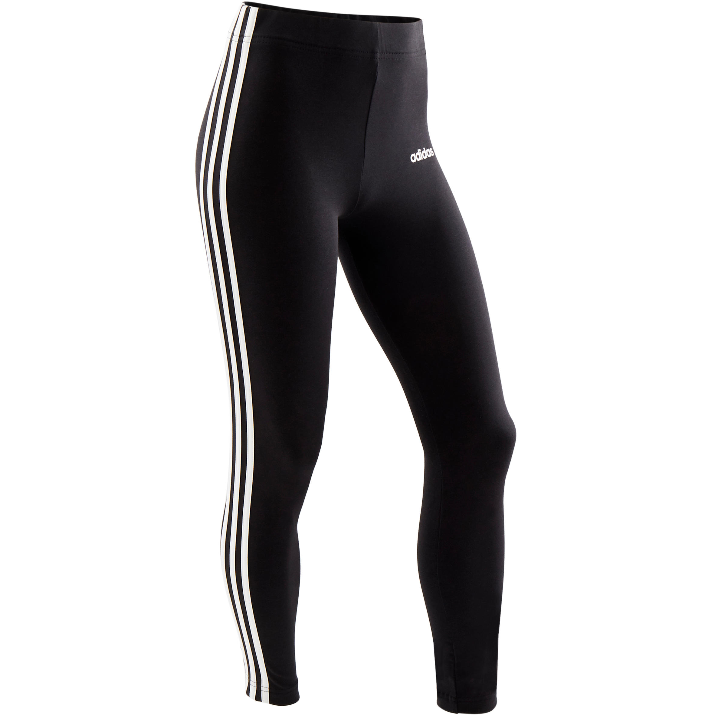 Legging fille adidas noir avec les 3 bandes blanches sur les côtés 