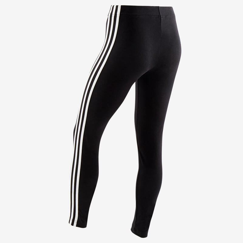 Mallas Leggings niña adidas negro con 3 franjas blancas