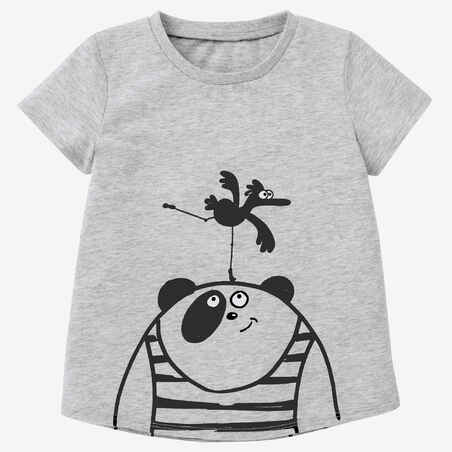 Camiseta de fitness manga corta para Niños Domyos 100 gris estampado