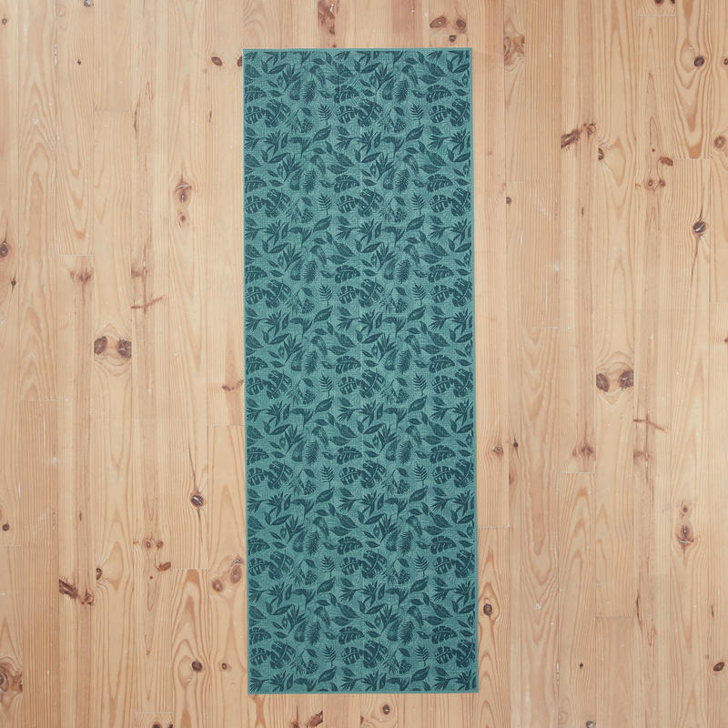 Yoga Mati 8 Mm Yaprak Desenli Yesil Comfort Domyos By Decathlon