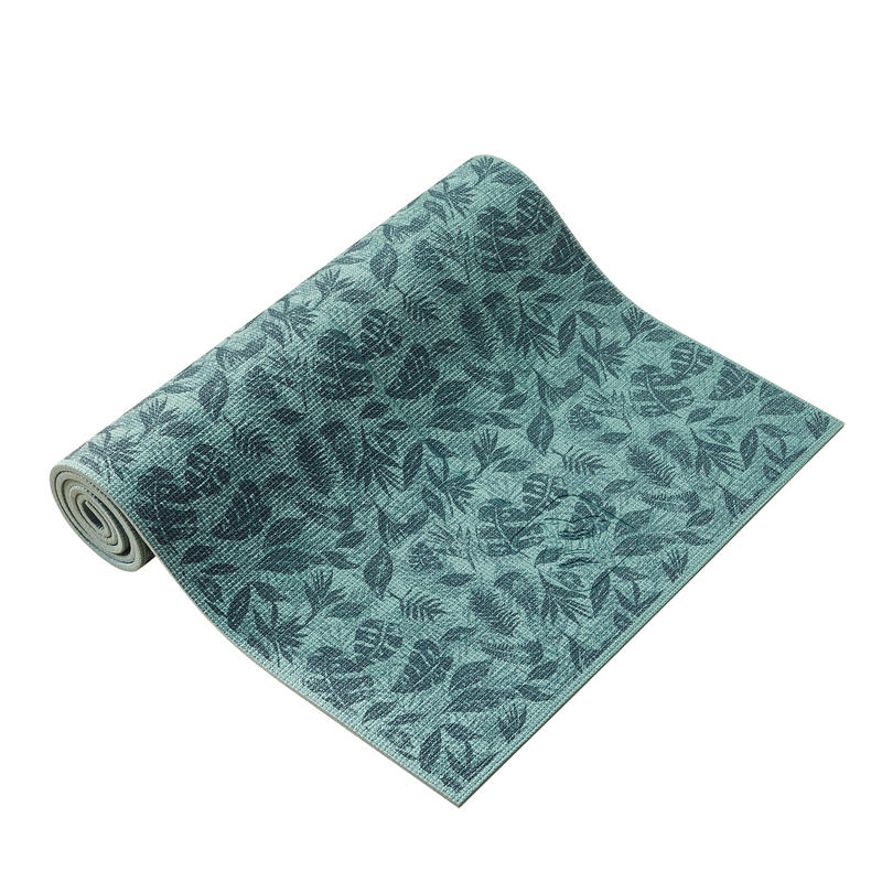 Comfort Gentle Yoga Mat 8 mm Green Leaf Print Decathlon