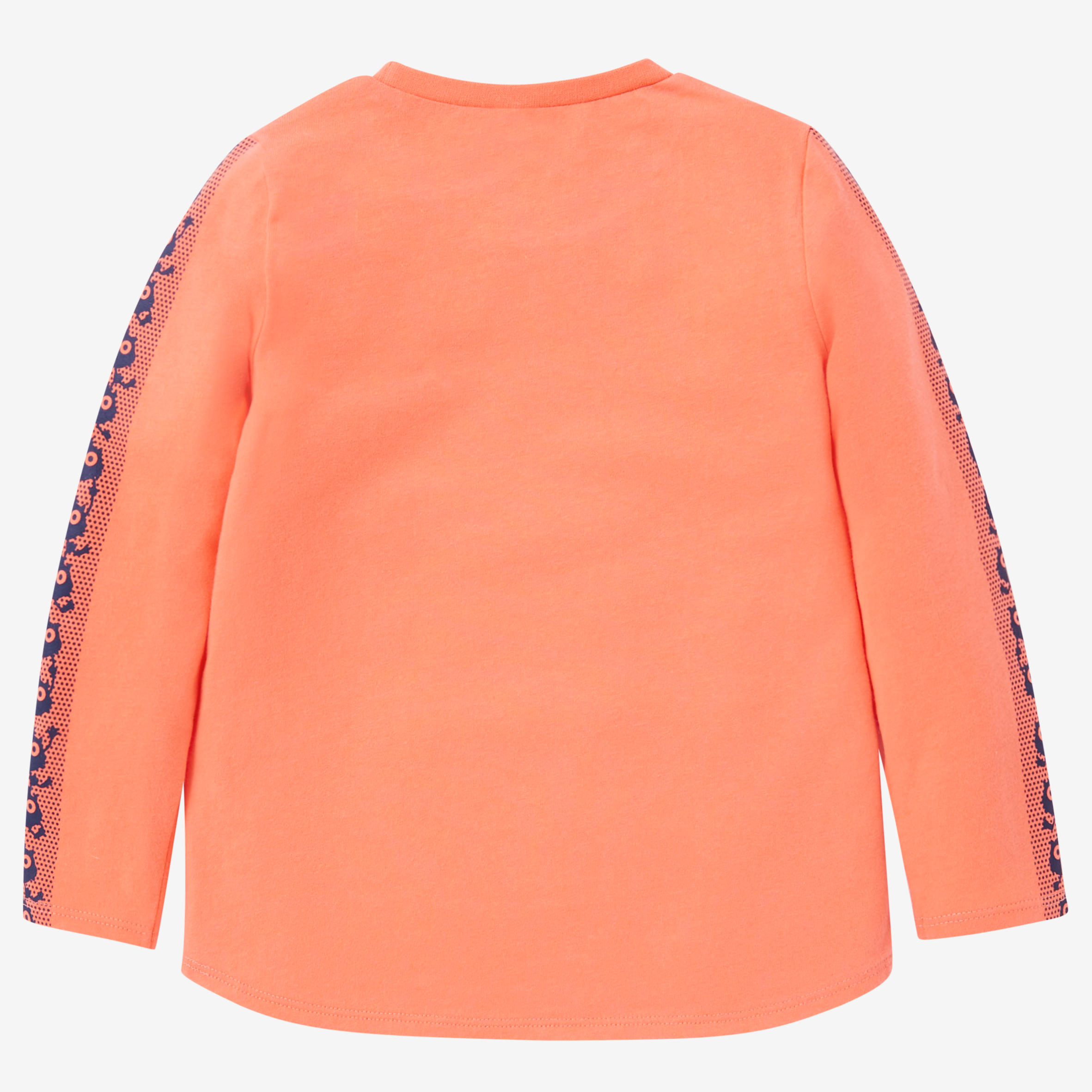 Kids' Basic Long-Sleeved Cotton T-Shirt - Coral with Motifs 3/5
