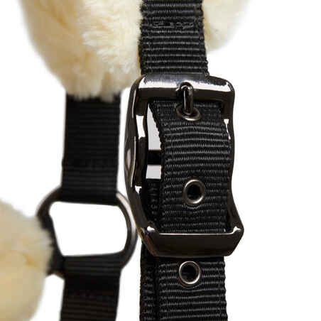 Horse Riding Synthetic Sheepskin Halter for Horse - Black/Beige