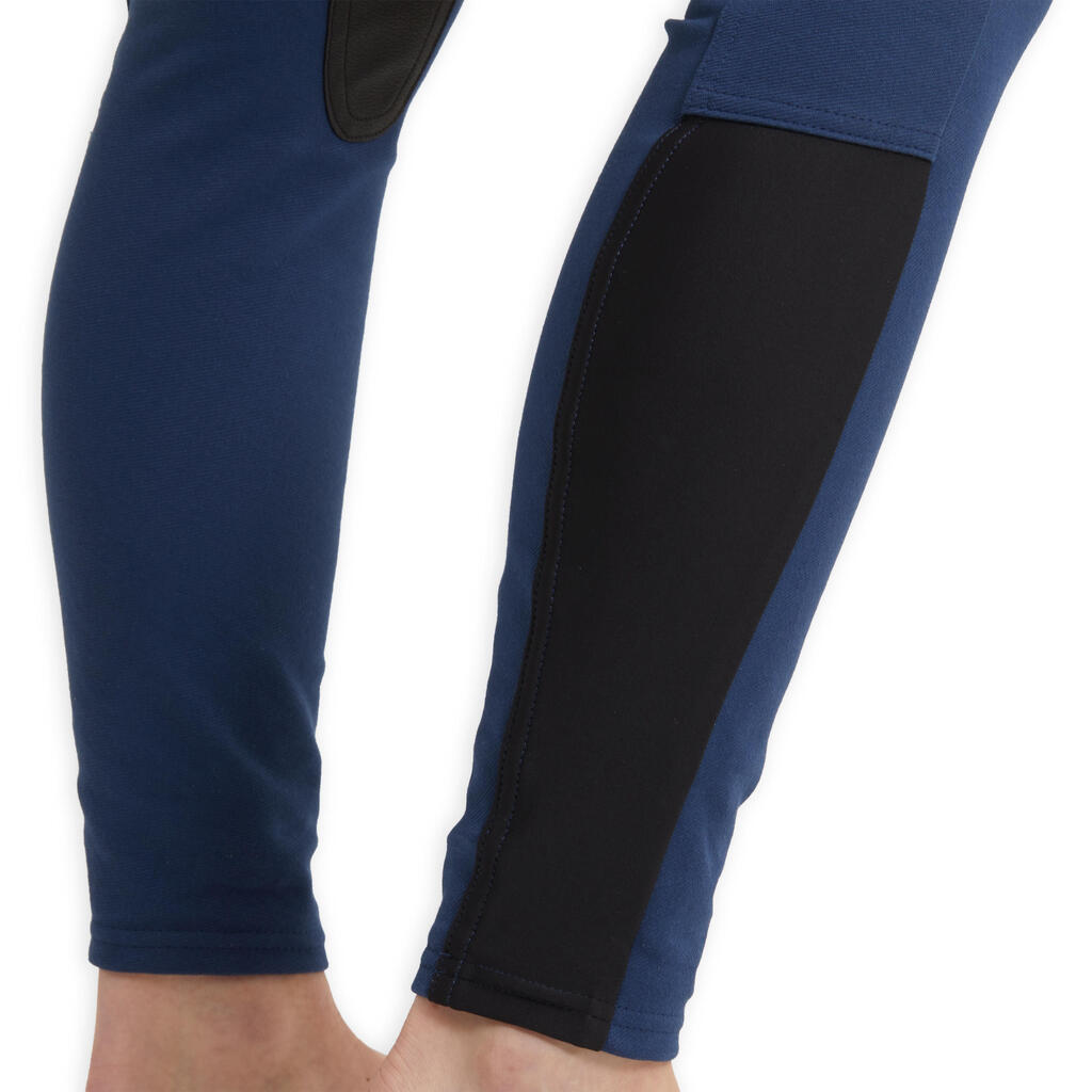 Women's Horse Riding Jodhpurs 150 with Grippy Suede Patches - Dark Blue