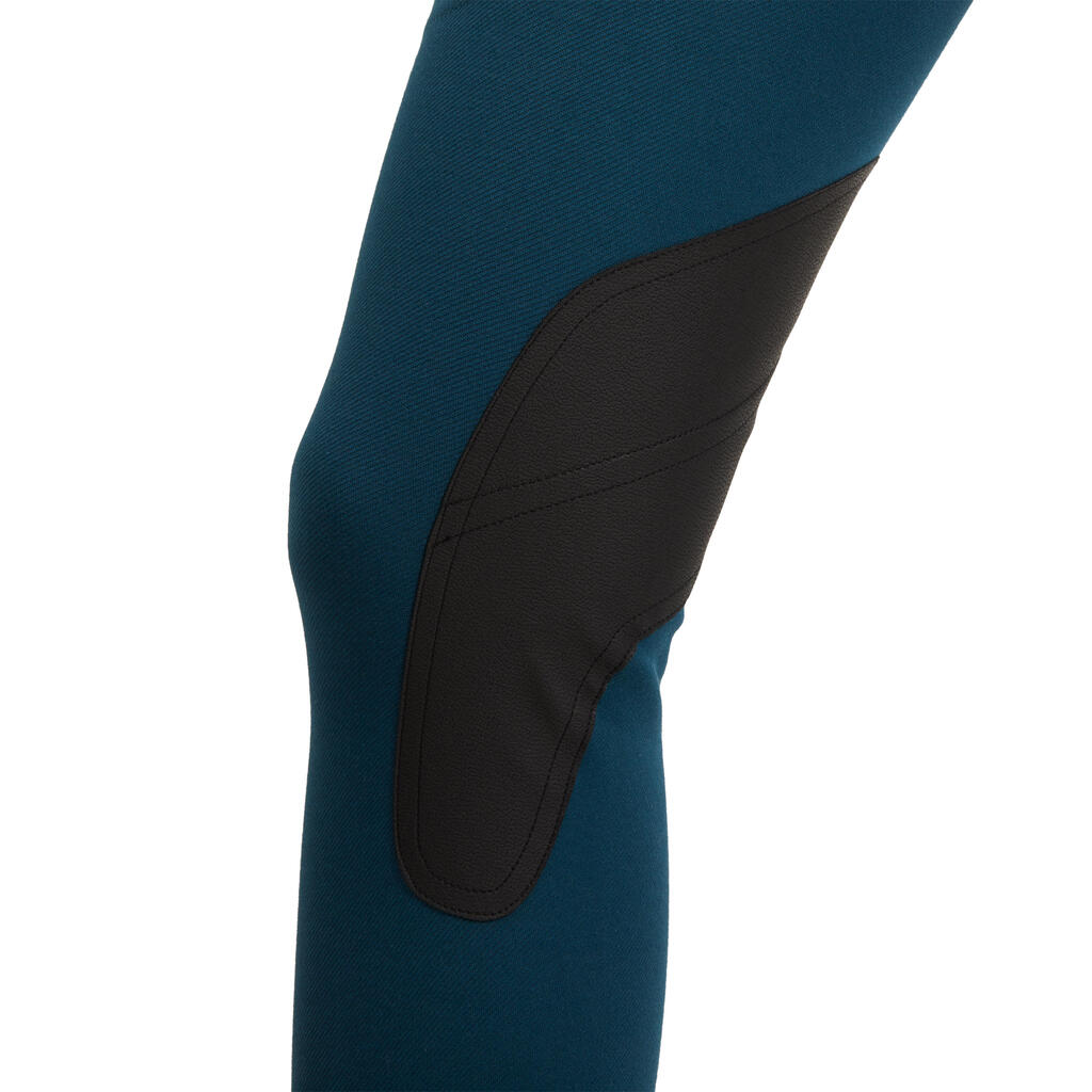 PANTALONE ZA JAHANJE 150 SA LEPLJIVIM ZAKRPAMA OD ANTILOPA ŽENSKE - PETROL PLAVE