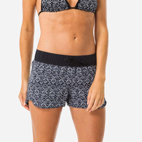 Boardshort surf femme TINI ETHNI avec ceinture élastiquée et cordon de serrage