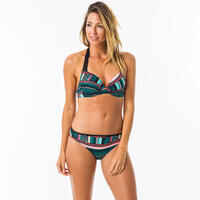 Bikini-Oberteil Damen Triangel herausnehmbare Formschalen Mae Vila grün/rosa
