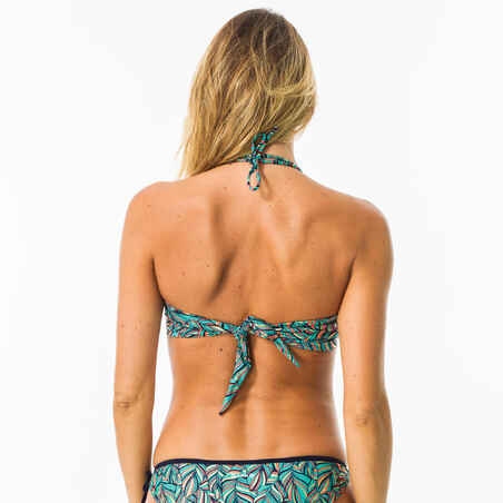 Bikini-Oberteil Damen Bandeau herausnehmbare Formschalen Laura Foly grün/blau