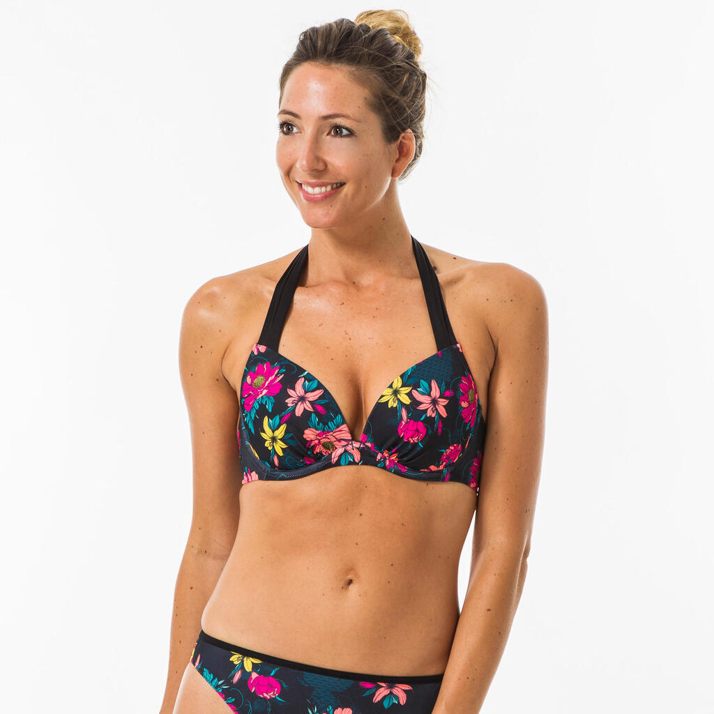 Bikini-Oberteil Surfen Damen Push-Up Elena grün/weiß