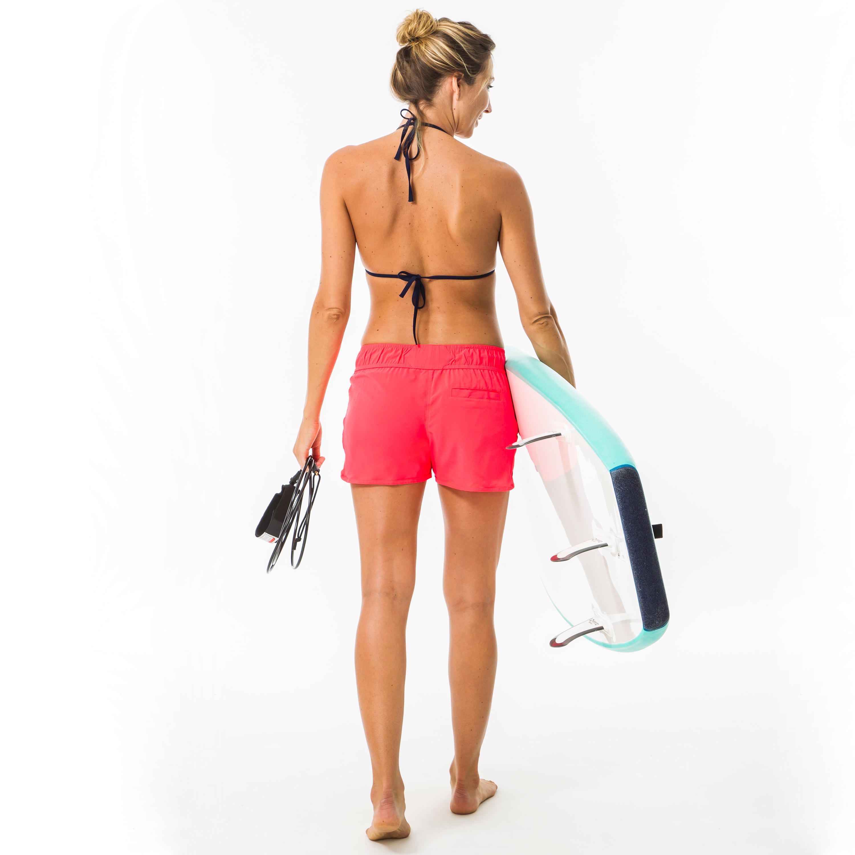 TRAJE DE BAÑO SHORT SURF MUJER CON CORDÓN AJUSTABLE CORAL - Decathlon