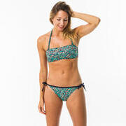 Top bikini Mujer surf bandeau relleno extraíble azul marino estampado