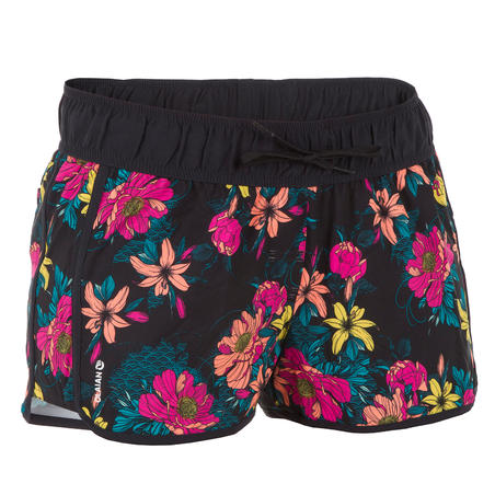 Boardshort surf femme TINI TOMEI avec ceinture élastiquée et cordon de serrage