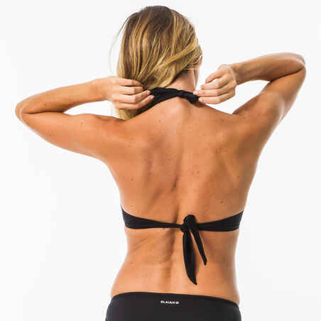 Top bikini Mujer surf push up relleno fijo aros negro