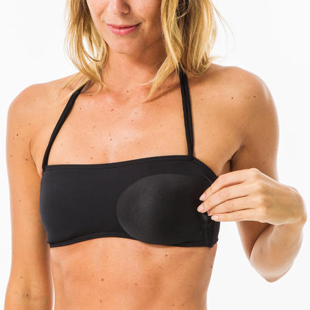 Haut de maillot de bain Bandeau LAURA NOIR avec coques amovibles