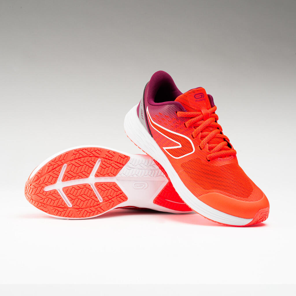 chaussures enfant d'athlétisme AT 500 kiprun fast rose fluo- bordeaux