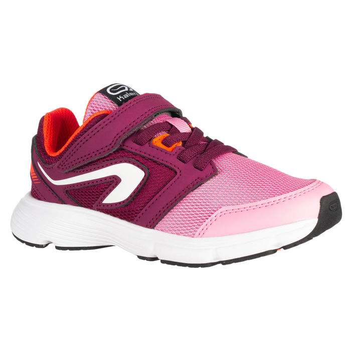 CHAUSSURE ATHLÉTISME ENFANT RUN SUPPORT SCRATCH NOIR GRIS ORANGE FLUO