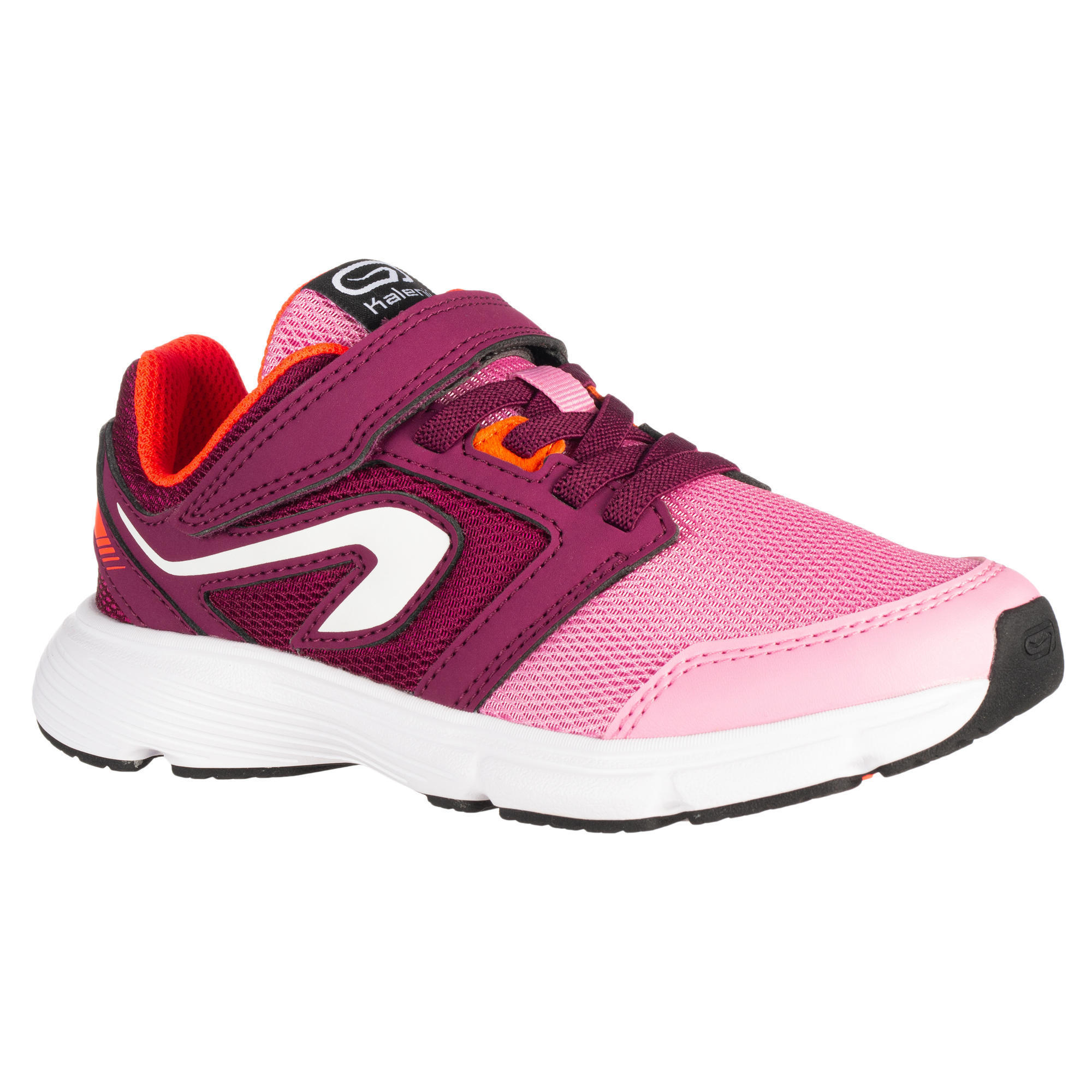CHAUSSURE ATHLÉTISME ENFANT RUN SUPPORT SCRATCH NOIR GRIS ORANGE FLUO
