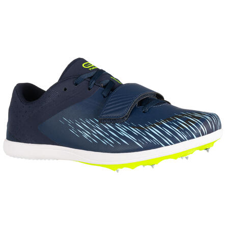 blue and yellow track spikes