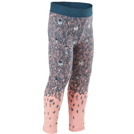 Kids' Basic Cotton Leggings - Pink with Motifs