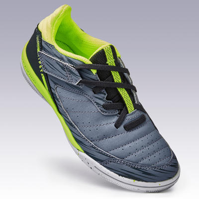 Zapatillas Fútbol Sala niños Kipsta Eskudo 500 Velcro gris