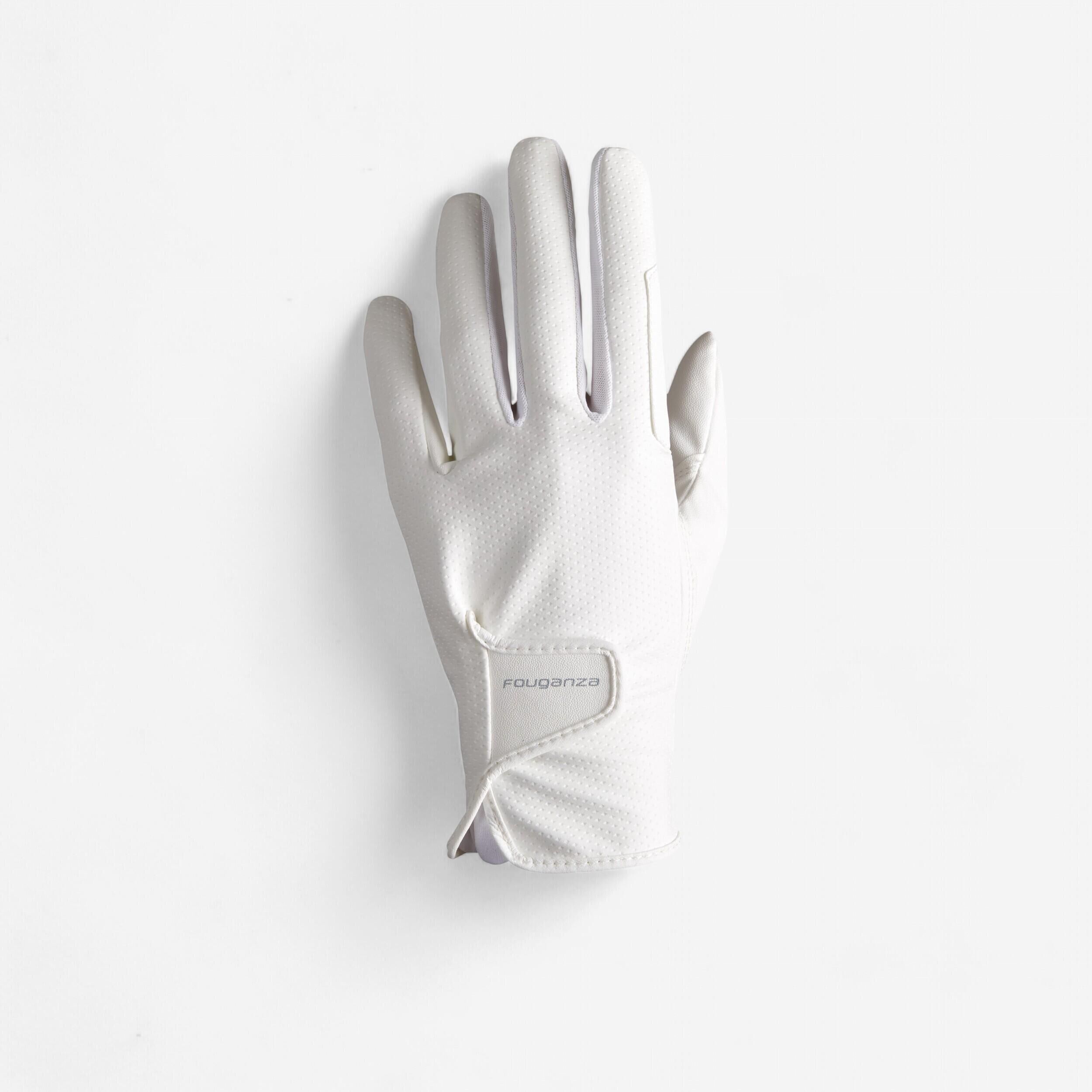 FOUGANZA Women's Horse Riding Gloves 500 - White