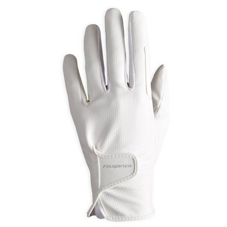 Women Horse Riding Gloves 500 White