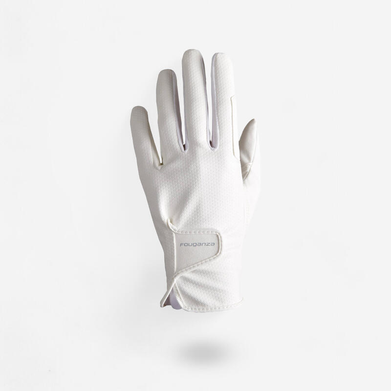 Women's Horse Riding Gloves 500 White Decathlon