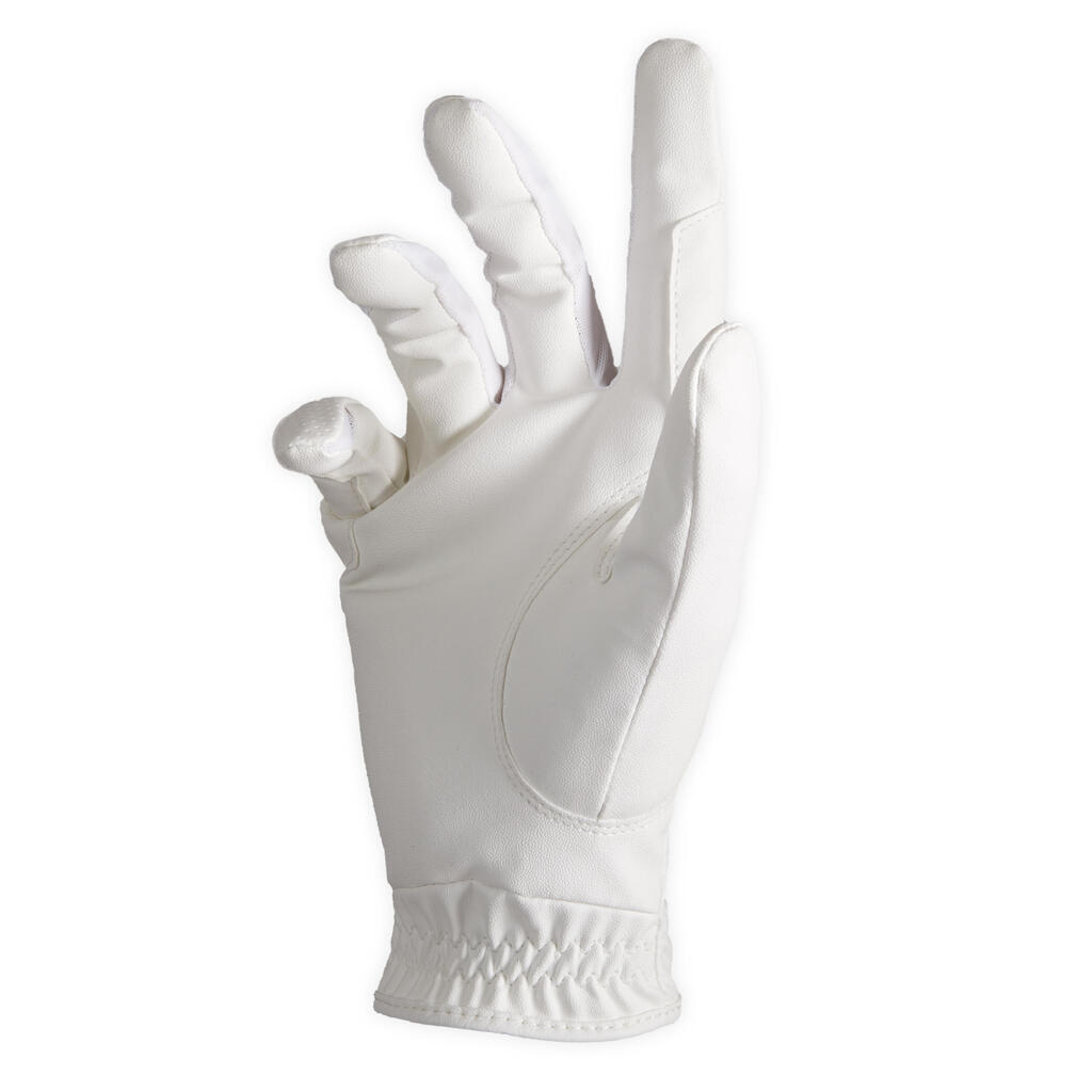 Gants équitation femme 500 blanc