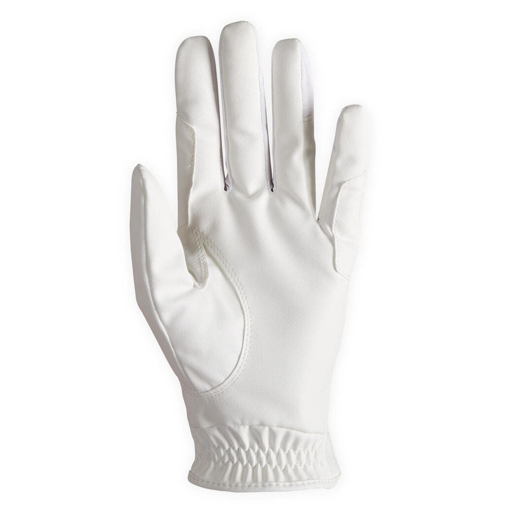 Gants d'équitation respirant avec grip Femme - 500 blanc