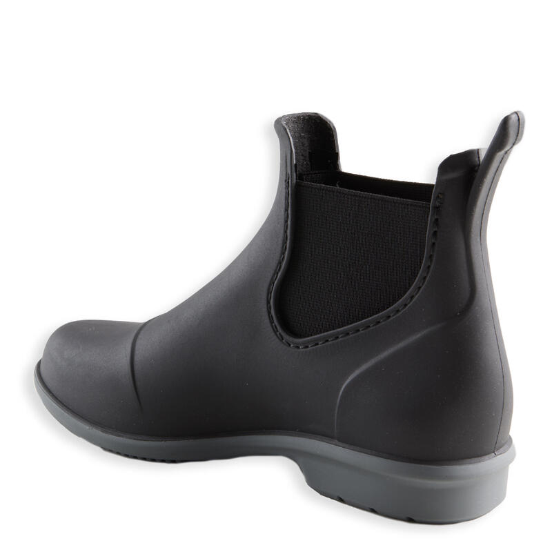 Reitstiefeletten 100 gummi Kinder schwarz/grau