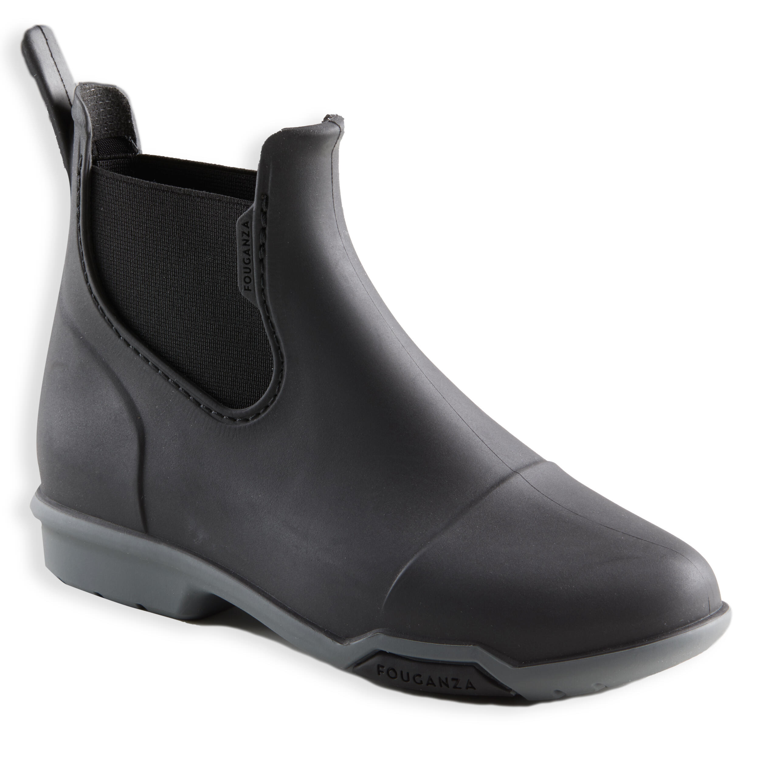 Boots d'équitation enfant - 100 noir/gris - FOUGANZA