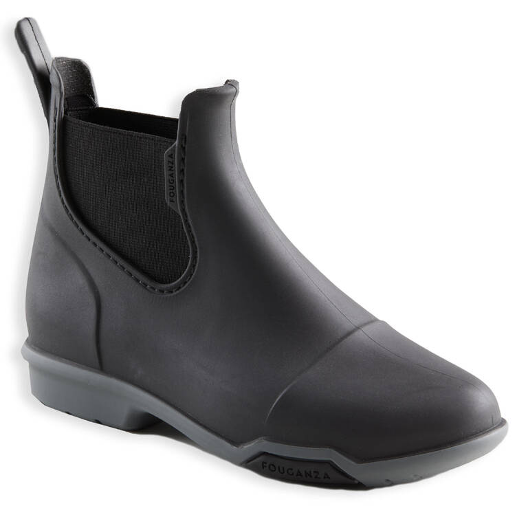 Kids Horse Riding Boots 100 Black Grey