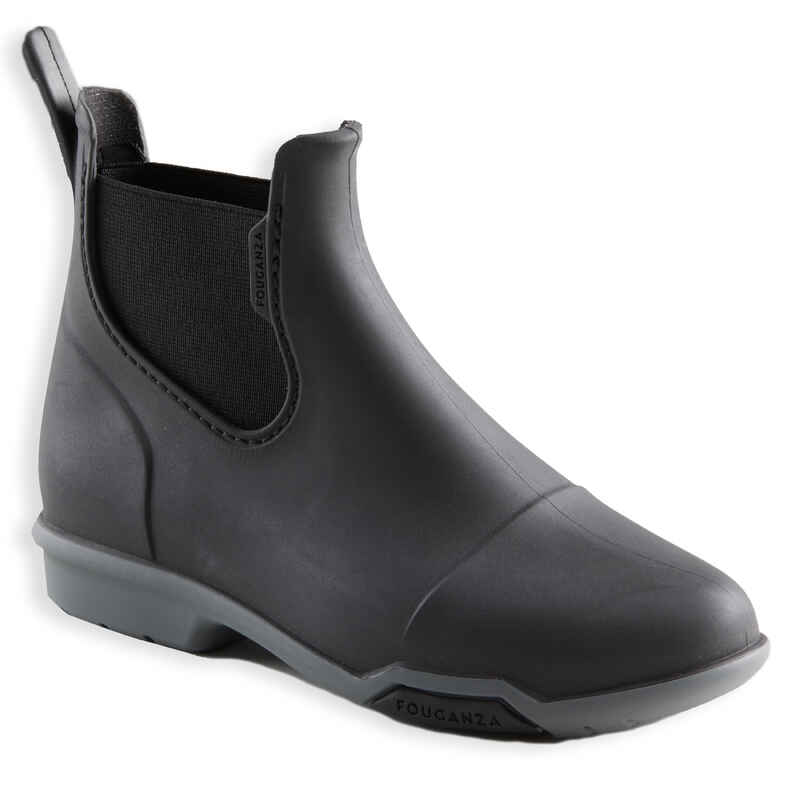 Kids' Horse Riding Boots 100 - Black/Grey