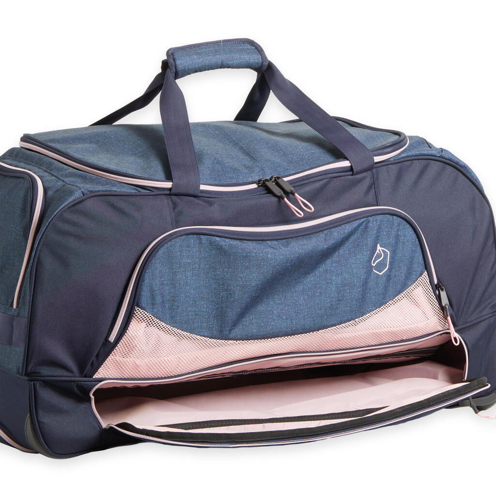 Horse Riding Trolley Bag 80 Litres - Dark Blue/Pink