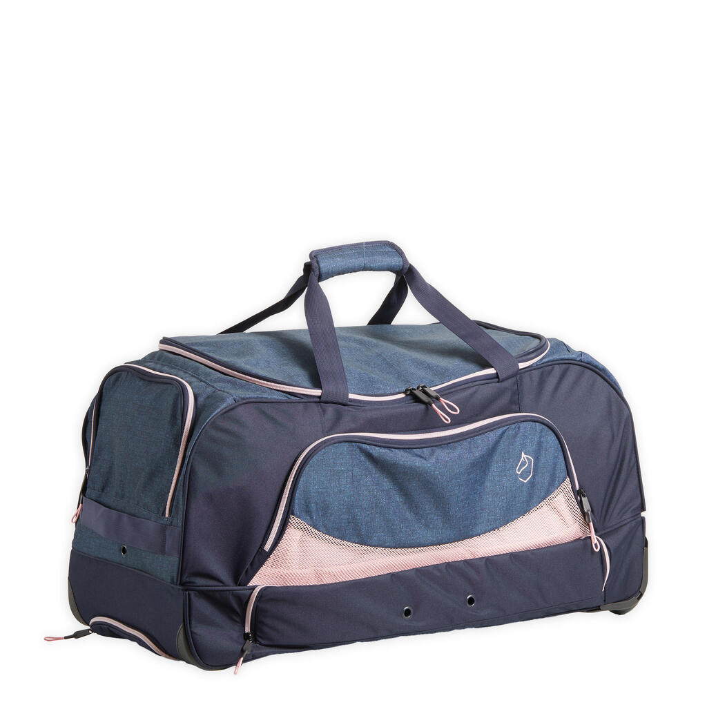 Horse Riding Trolley Bag 80 Litres - Dark Blue/Pink