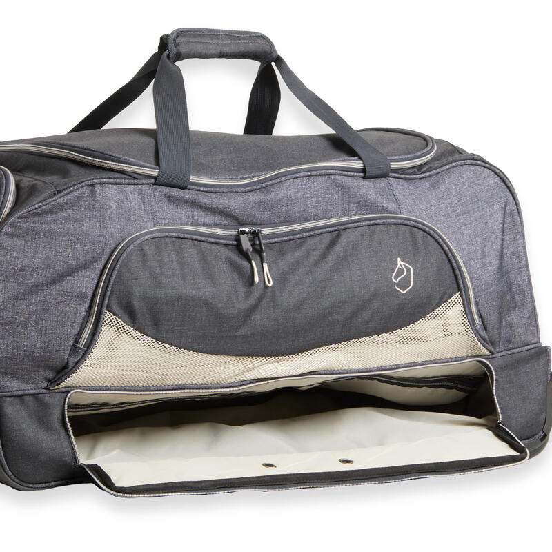 Sac de transport à roulettes équitation TROLLEY 80 L gris et lin