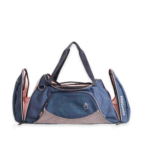 Horse Riding Equipment Bag Duffle 55 Litres - Dark Blue/Pink.