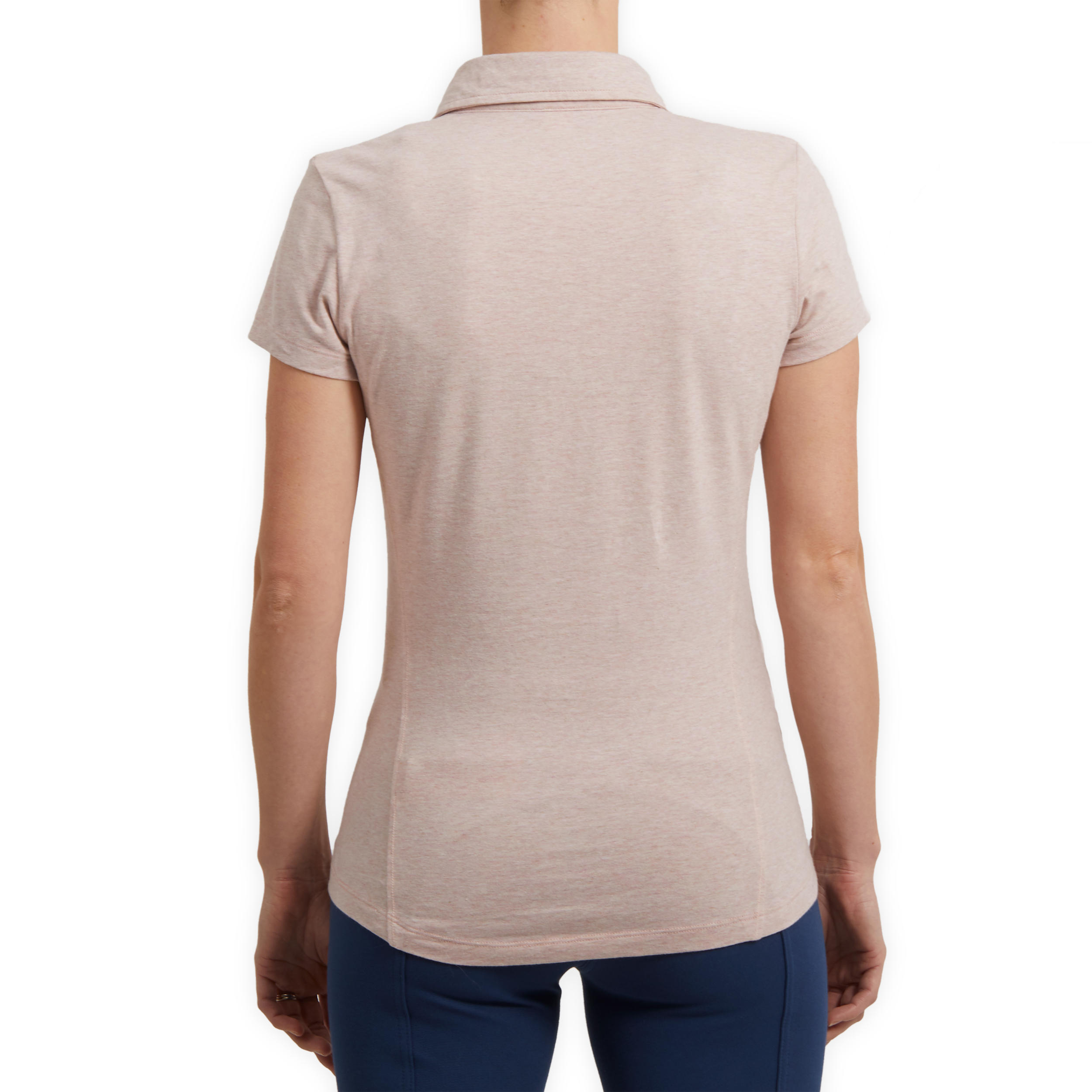 Women's Short-Sleeved Equestrian Polo 140 - Mottled Light Pink 5/7