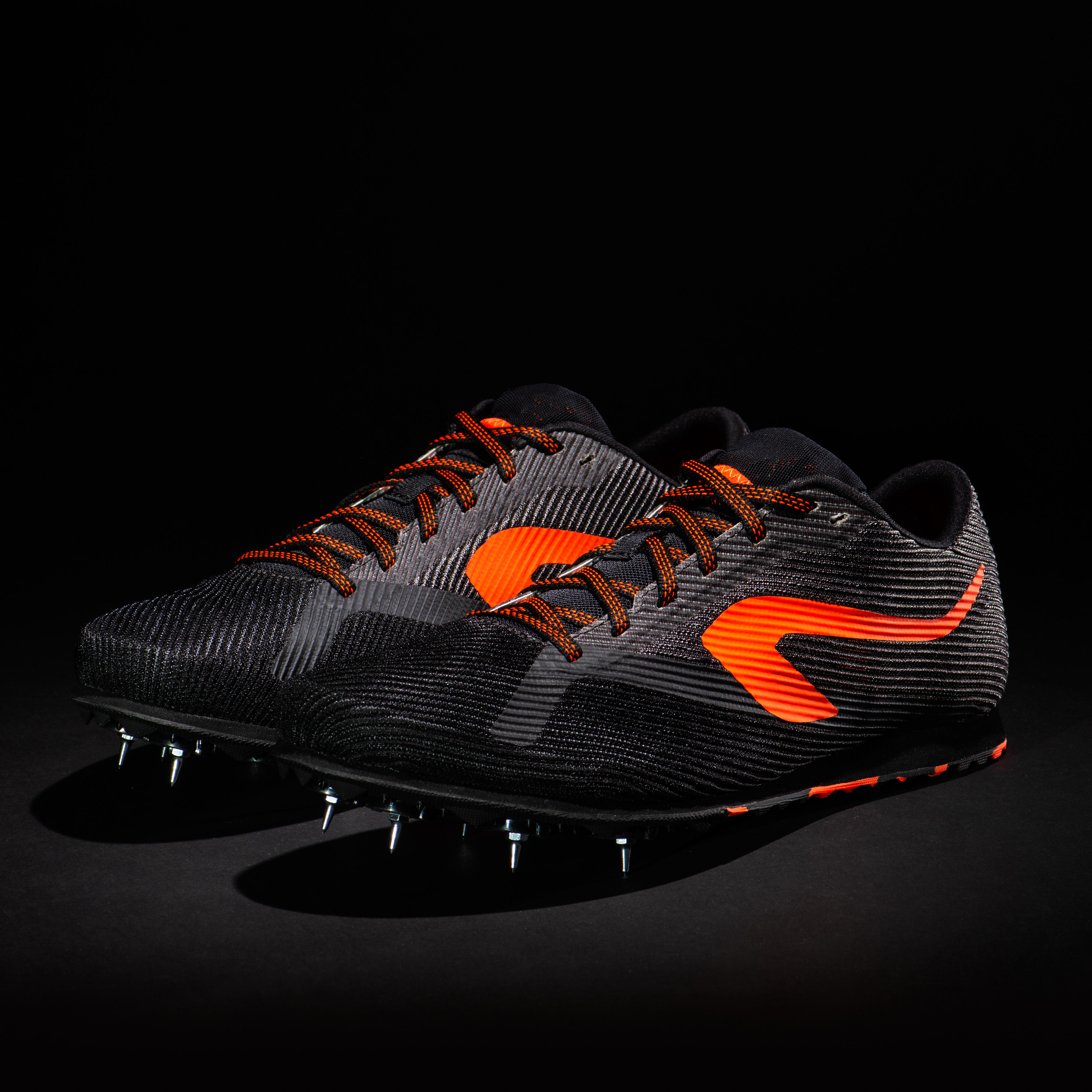ATHLETICS CROSS-COUNTRY SHOES WITH SPIKES - BLACK/ORANGE - Decathlon