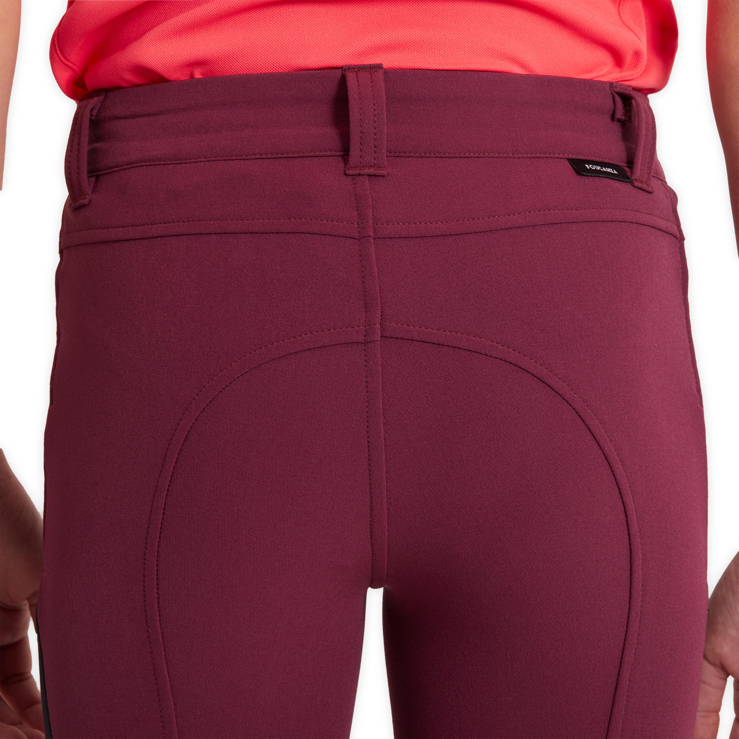 500 Mesh Kids' Horse Riding Jodhpurs - Plum/Navy 10/11