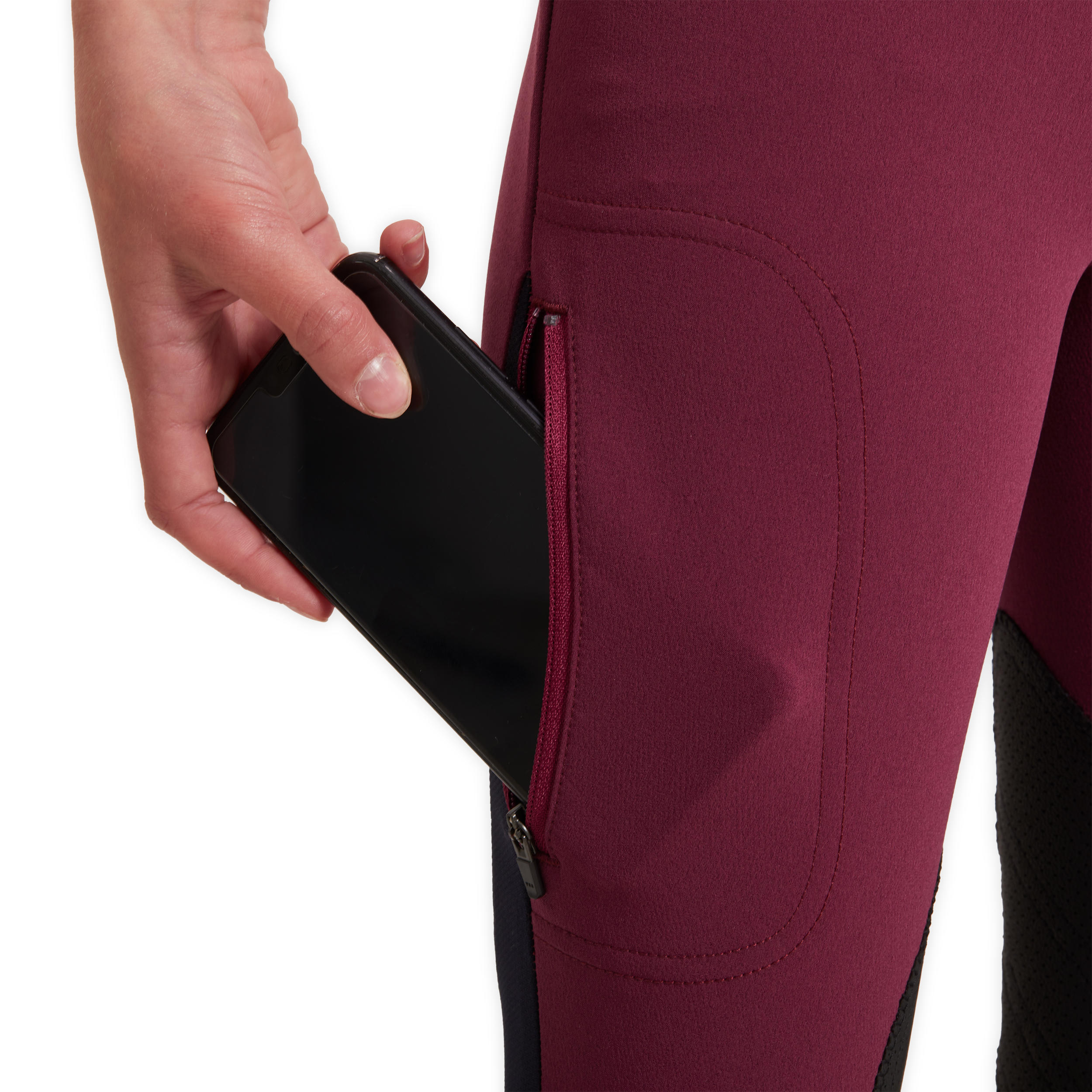 500 Mesh Kids' Horse Riding Jodhpurs - Plum/Navy 9/11