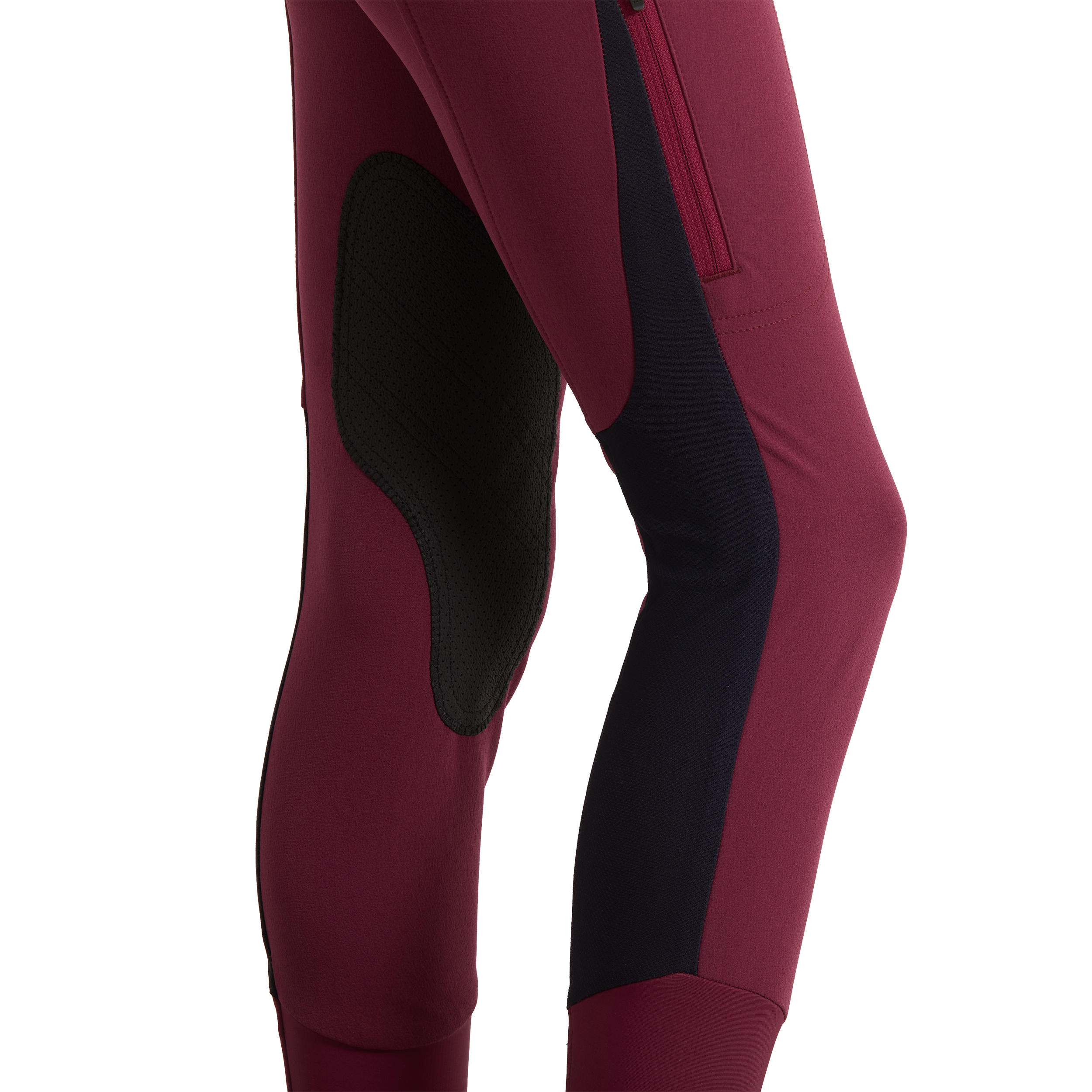 500 Mesh Kids' Horse Riding Jodhpurs - Plum/Navy 8/11