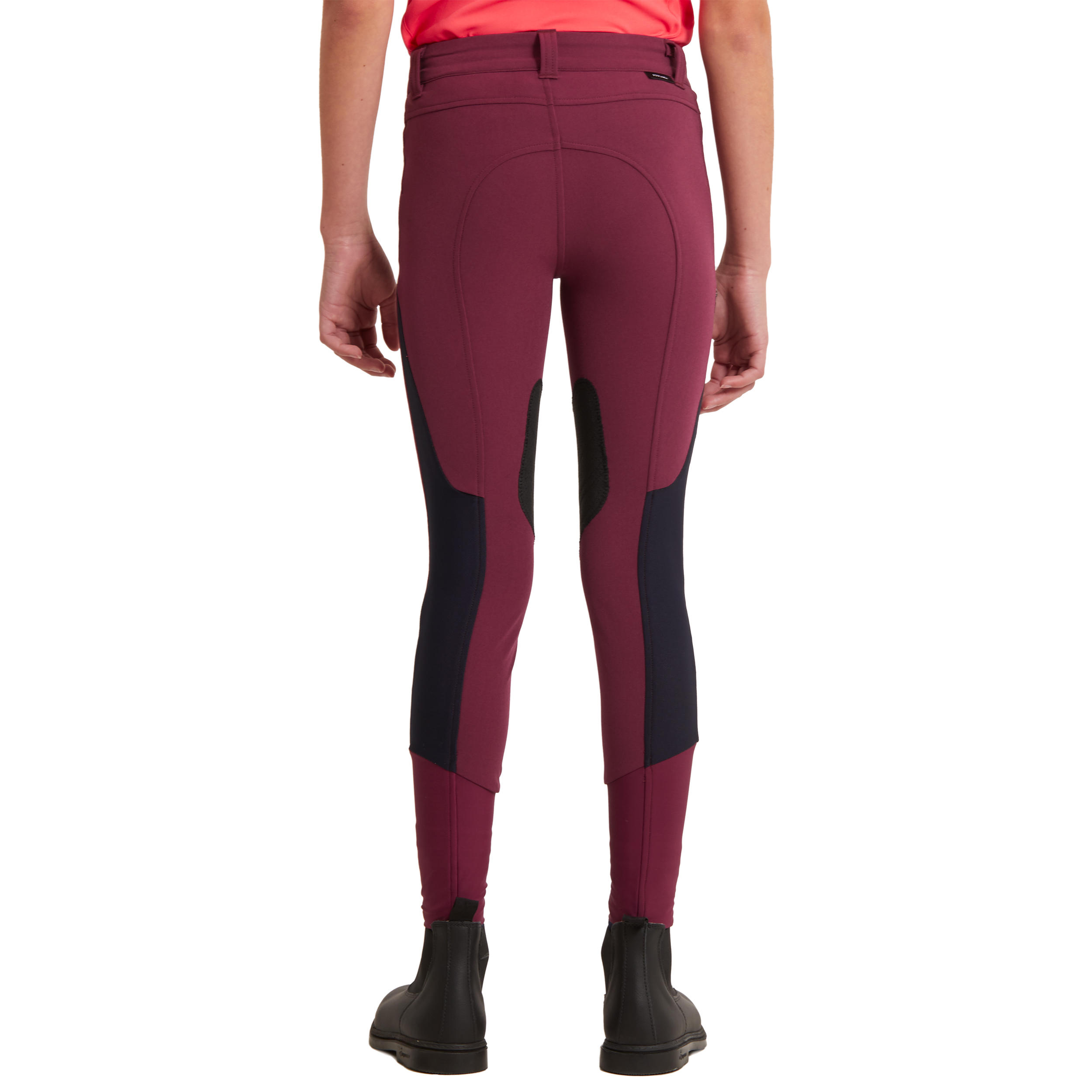 500 Mesh Kids' Horse Riding Jodhpurs - Plum/Navy 7/11