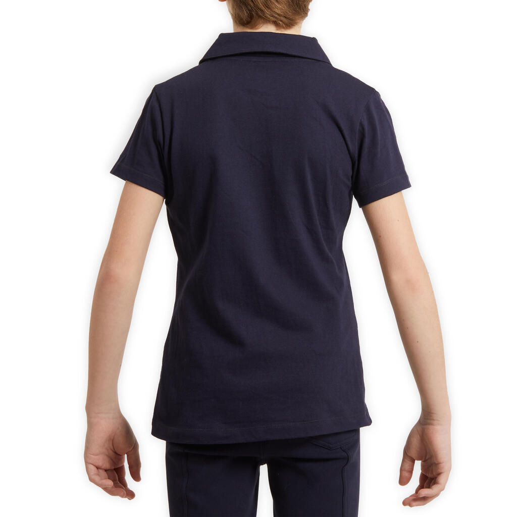 Reit-Poloshirt 100 kurzarm Kinder weiss