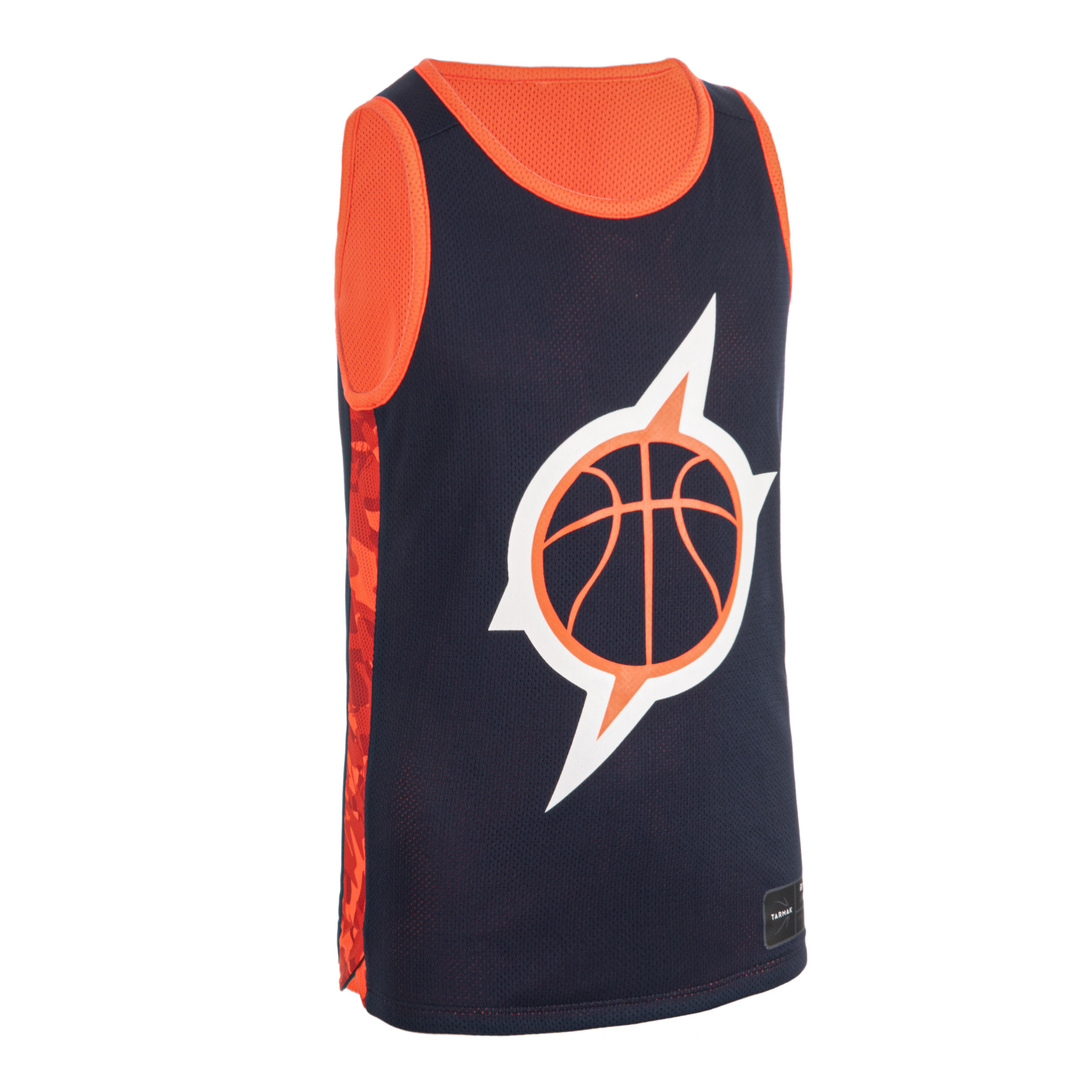 Kids' Intermediate Reversible Sleeveless Basketball Jersey T500R - Navy/Orange 4/7