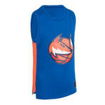 Tarmak Basketbalshirt T500 blauw/oranje Fox (kinderen)